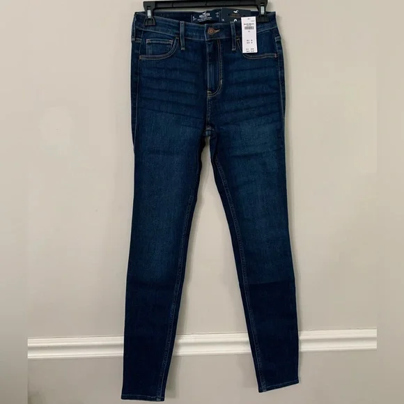 NEW HOLLISTER HIGH-RISE DARK WASH SUPER SKINNY JEANS SIZE:5 Long - Picture 6 of 10